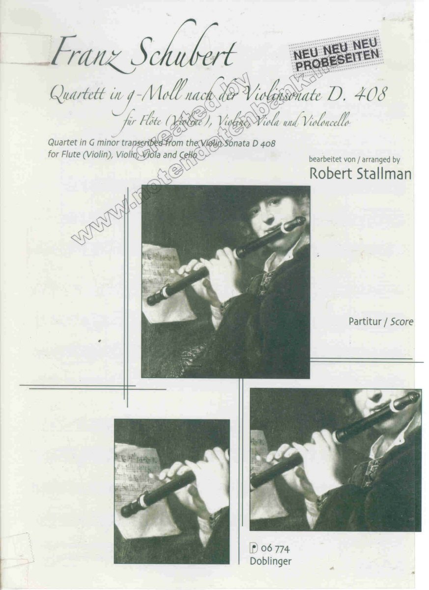 Quartett in g-Moll nach der Violinsonate D.408 - hacer clic aquí Quartett in g-Moll nach der Violinsonate D.408 - hacer clic aquí