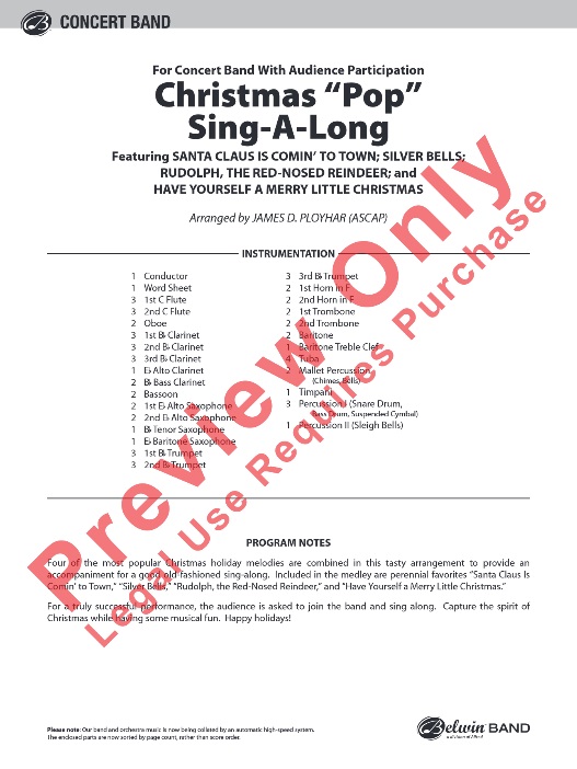 Christmas 'Pop' Sing Along (for Concert Band with Audience Participation) - hacer clic aqu