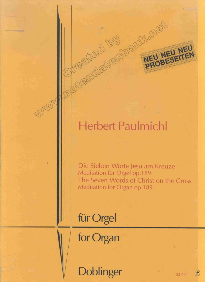 Die 7 Worte Jesu am Kreuze - Meditation für Orgel - hacer clic aquí Die 7 Worte Jesu am Kreuze - Meditation für Orgel - hacer clic aquí