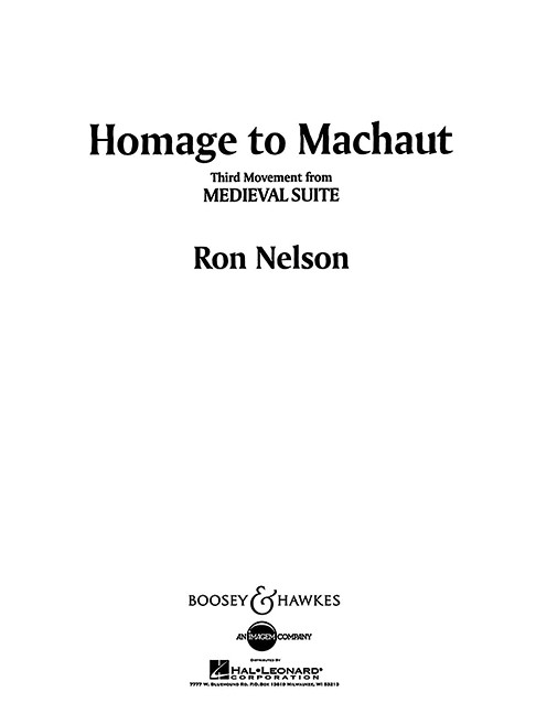 Homage to Machaut (Third Mvt. from 'Medieval Suite') - hacer clic aqu