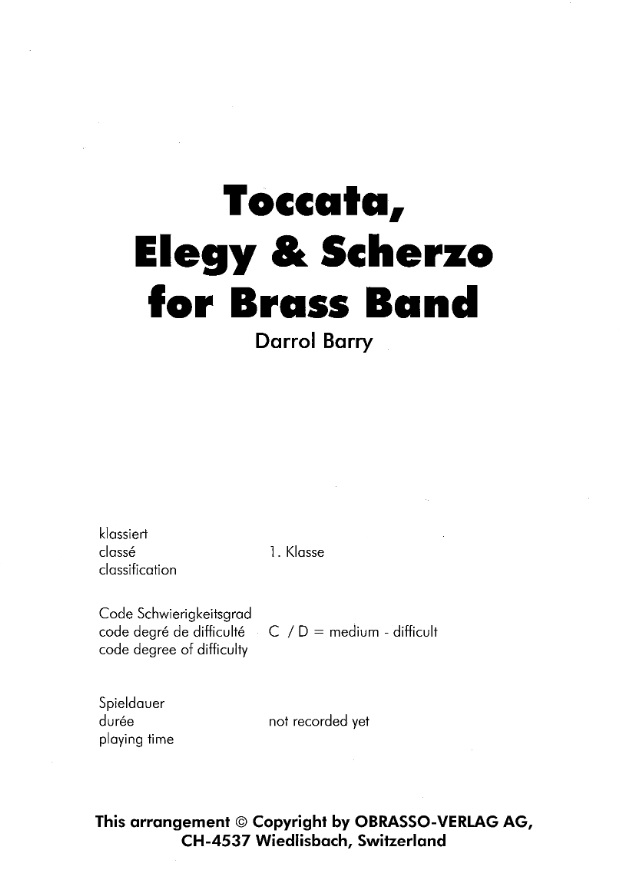 Toccata, Elegy and Scherzo For Brass Band - hacer clic aqu