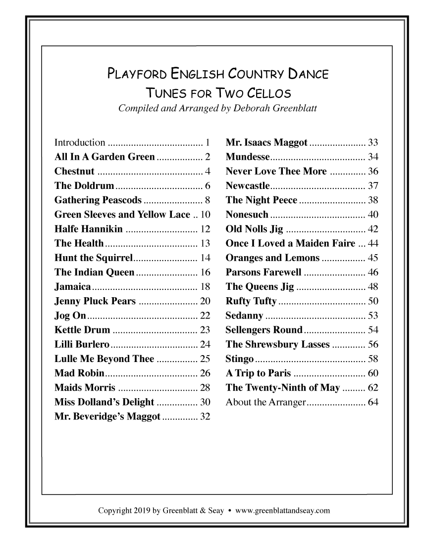 Playford English Country Dance Tunes for Two Cellos - hacer clic aqu�