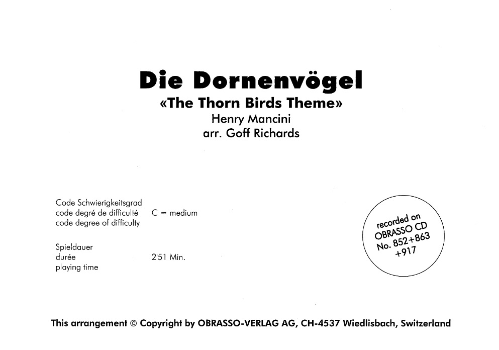 Thorn Birds Theme, The (Die Dornenvgel) - hacer clic aqu