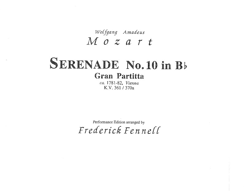 Serenade #10 in B-flat (Gran Partita) - hacer clic aqu