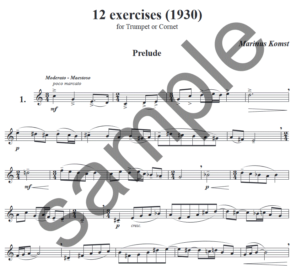 12 etudes for trumpet or cornet - Muestra de música